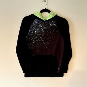 Youth Black & White (with Green Detail), Galaxy Hoodie. Size Large (12-14).
